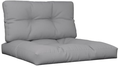 Foknhdi Palettenkissen 2-TLG. in Grau 80x80 cm & 80x40 cm wasserabweisendes Sitzpolster mit Hohlfaser-Füllung für Balkon Gartenstuhl Loungebank und Indoor-Sofa