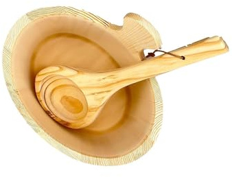 CLSSLVVBN Seau et louche pour sauna, accessoire de spa en bois de 5 L, robuste et résistant à l'usure, polyvalent pour sauna, bain et piscine. Ensemble seau et louche en bois 5 L pour