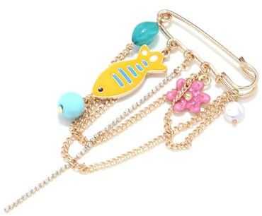 Modische Fisch- und Blumen-Anstecknadel, ideal für Jacken, Taschen und Freizeitkleidung, zarte Handwerkskunst, Reverszubehör, Fisch-Brosche, Legierung, modisches Statement, vielseitiges