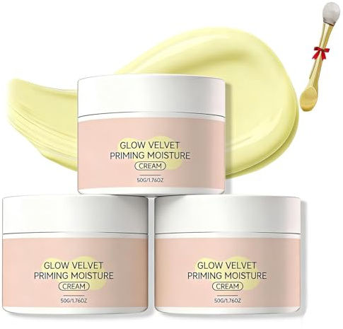 3Pcs Glow Velvet Priming Moisture Cream,Pore Minimizer & Long-Lasting Makeup Gripping Primer,Hydrates And Smooths Skin, For All Skin