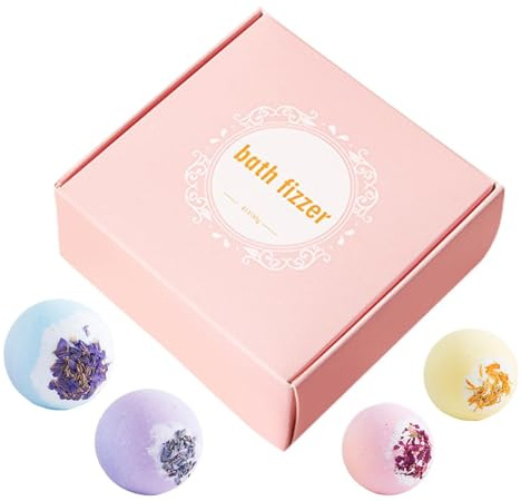 Set de Bolas de Bañera - Cuatro Piezas de Limpiador Corporal con Flores Secas,Bola de baño hidratante,Para Relajación, Cuidado Personal, SPA, Hogar, Viajes, Baño y Hotel