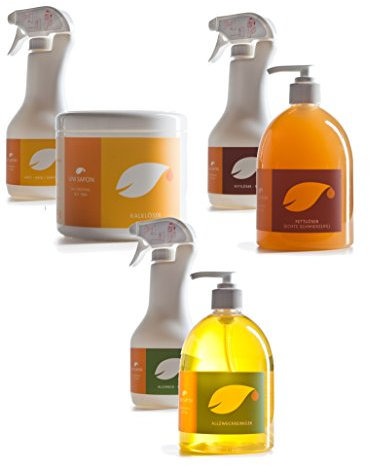 BIO Reinigungs - Starterset von Uni Sapon - Konzentrate - 3 Produkte mit Zubehör zum Setpreis - umweltschonend - chemiefrei - zertifiziert