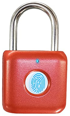 Fingerprint Padlock eLinkSmart - Red Padlock Locker Lock Metal Keyless Combination Lock for Gym Locker School Locker Backpack Suitcase Luggage