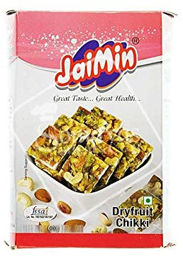 Jaimin Dry Fruit Chikki (cashew nut brittle with almond and pistachio) - 100g - (pack of 2)