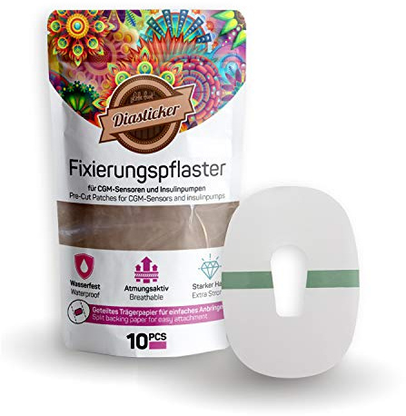 Diasticker® | Dexcom G6 fixeringsplåster XL – transparent (10 stycken) | vattentät – andas – starkt grepp | plåster, sensorlapp, fixering, tejp