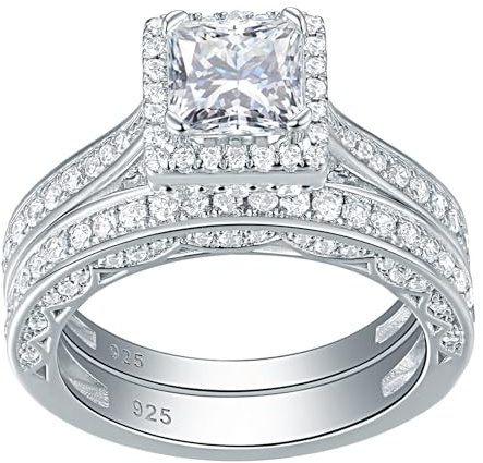 SHELOVES förlovningsringar för kvinnor 925 sterlingsilver prinsessan vit AAA CZ Sz J 1/2-Y e sterlingsilver, P, colore: Vitt, cod. SL5203_75