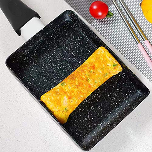 MOUMOUTEN Sartén Cuadrada Profunda de Aluminio y Hierro Fundido Antiadherente Con Mango Antiescarcha Para Carne y Cocina Casera