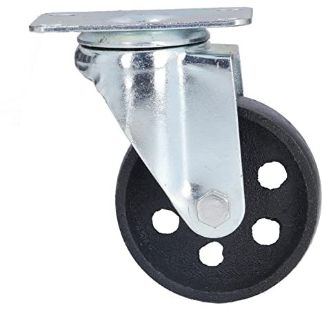 Rueda Giratoria Doble Cojinete de Hierro Fundido 90mm (3,54), Ancho 29mm (1,14), Resistente para Carros, Tableros y Mobiliario