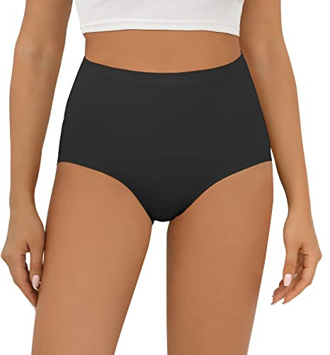 FallSweet Bragas Faja Reductora Mujer Braguitas Altas Sin Costuras (Negro-1pc, M)