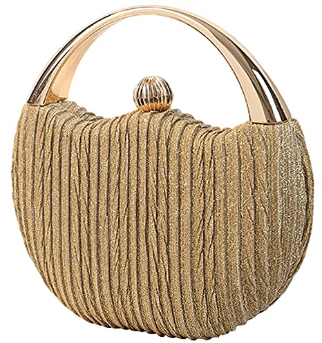 Anopo Damen Glitter Abendtasche Clutch Handtasche Elegant Umhängetasche Pailletten Schultertasche mit Kette Runde Börse Geldbörse für Hochzeit Bankett Ball Party