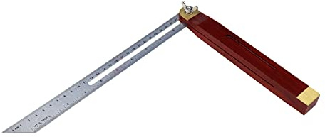 Antrader 12 T-Shaped Inclined Sliding Angle Ruler,Multiple Angle Adjustable Gauge Measuring Tool with Metric & Inch Marks,Stainless Steel Ruler & Brass Bound Handle,1 Piece(27CM)