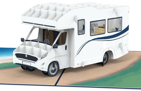 papercrush® Pop-Up Karte Camping mit Wohnmobil - 3D Geburtstagskarte oder Geldgeschenk für Camper, Lustiges Camping Geschenk für Frauen und Männer, Gutschein für Campingplatz oder Reise