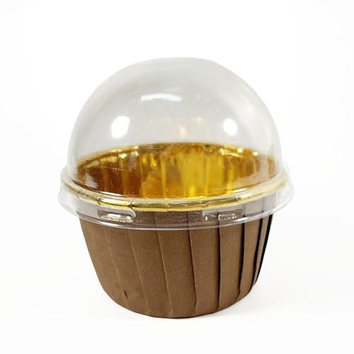 Lot de 50 moules à Cupcakes avec couvercles en Forme de dôme 5,5 oz Moules à Muffins Grands emballages for Cupcakes Souffle Pudding Ramequin Holders (Color : A, Size : 50PCS)