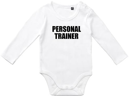 Huuraa Jungen und Mädchen Body Personal Trainer Training Geschenk Größe 62 White Bio Baumwolle Fairtrade Personal Trainer Geschenkidee