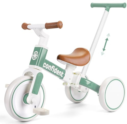 XIAPIA Tricycle for Toddlers 1-3 Year Olds, 5 in 1 Toddler Balance Bike with Removable Pedal, Push Trike Toys with Adjustable Pushrod for 2 3 4 5 Year Old Boys & Girls, Birthday Gifts for Kids