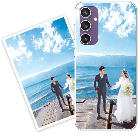Sunrive Personalisierte Hülle kompatibel mit Samsung Galaxy S23 FE Silikon,Transparent Handyhülle Benutzerdefiniert Weicher Etui mit Eigenem Foto Bild Text Individuelle