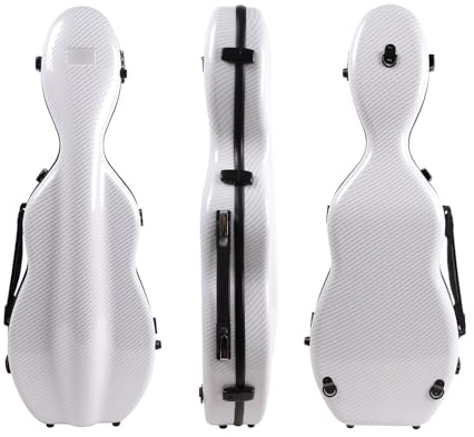 WUQIMUSC Estuche para violín 4/4 de tamaño completo, compuesto de fibra de carbono, estuche rígido con asa fuerte, correas traseras, acolchado suave (blanco)
