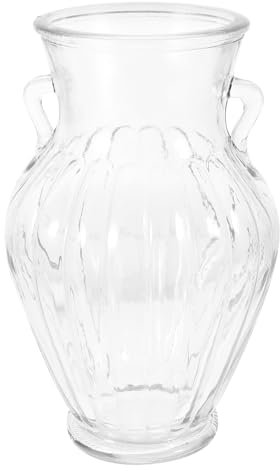 ABOOFAN Vase Verre Transparent pour Fleurs Centre De Table Décoratif avec Anses pour Salon Couloir Meuble TV