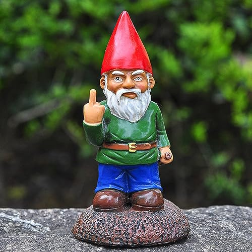 GETBSTOOP Get Stoop Statue de pelouse en résine avec Doigt d'honneur de 15 cm de Haut, Statue de Nain de Jardin, Ornement de Doigt d'honneur, Barbe Blanche, Nain pour décoration de pelouse