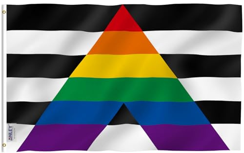 Anley Fly Breeze Bandera de aliado recto gay de 3x5 pies-resistente a la decoloración-Encabezado de lona y doble costura-Bandera de la Alianza recta del Orgullo LGBT Poliéster con ojales de latón