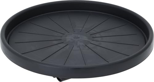 Muddy Hands 32cm Anthracite Plastic Plant Pot Caddy with Wheels Round Movable Wheeled Planter Trolley Stand