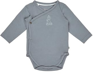 Sterntaler Wickelbody Langarm mit Dino Rexi Print – mit seitlichem Druckknopfverschluss – Baumwolljersey – Jungen Unterwäsche – bequem & pflegeleicht - ab Geburt – graublau – Größe 68