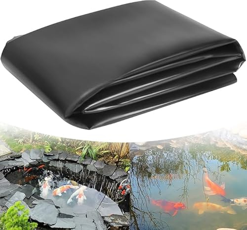 DGSL Pond Liner, 20 Mil 12 X 12 FT Pond Liners for Outdoor Ponds, HDPE Fish Pond Liner for Natural Looking Ponds, Aquaculture, Koi Ponds and Water Garden 68-517 Sq Ft Large Size Easy Cutting