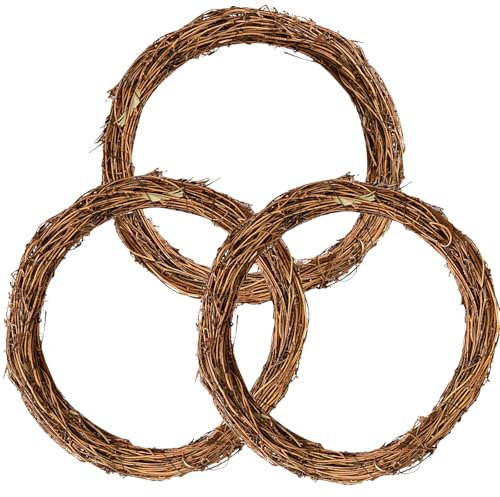 3PCS 30cm Rattan Wreaths, Natural Wicker Vine Rings for DIY Crafts, Home Decor, Wedding & Holiday Decoration, Floral Arrangements, Rustic Hanging Decor