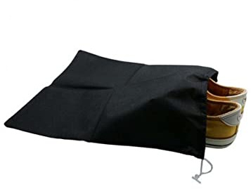 TENDYCOCO Paquet à Chaussures en Tissu 10 Pièces Noir Protège-Chaussures à Cordon De Serrage Rangement Portable pour Voyage Et Camping
