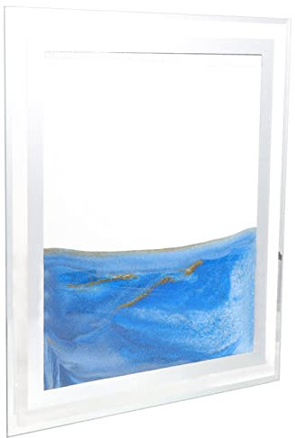 Vaguelly Ornement Sablier 3d en Peinture de Sable Mouvant pour Décoration Bureau et Maison, Cadre Transparent Carré 25 Cm Violet, Tableau Dynamique Relaxant pour Salon et Bureau