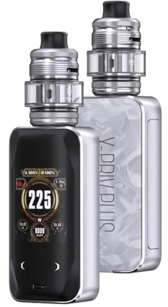 S-mok X-Priv Plus Kit 225 W Vape Dual Batterie 18650 (Non Incluse) 5,5 ML Atomizzatore TF-D SubTank Bobina D-Coil 0,15/0,23ohm Schermo Touchable E-Cigarette Originale (Guscio bianco) - No Nicotine