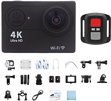 Action Cam, Videocamera professionale 4K Action Camera Recorder 30FPS 2.0 pollici 30M impermeabile subacqueo Registrazione video Cam Sport originali ,All'aperto, Sport, Video(With 64G Card,Black-Telec