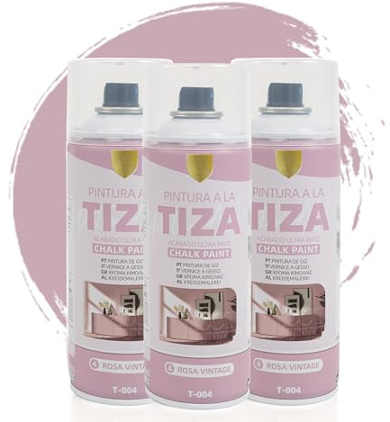 BESCH Pintura Spray 400ml a la Tiza Chalk Paint Acabado ultra Mate para Metal/Madera/Plástico (Rosa Vintage,400 ml (Paquete de 3)