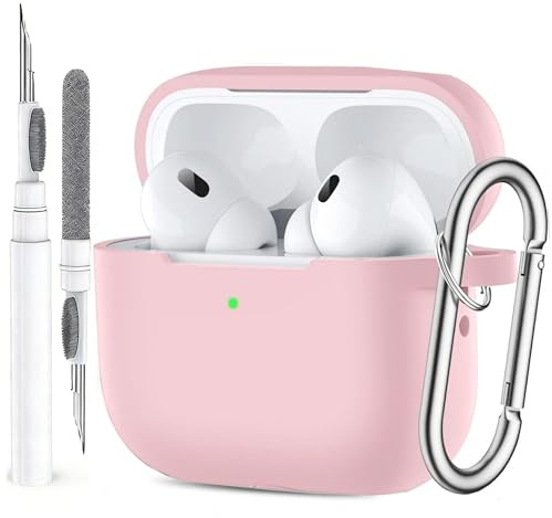 Case für Airpods Pro 2nd/1st Gen Case Cover für Männer Frauen Mädchen, Kompatible Airpods Pro 2 Generation Fall, Soft Silikon Apple iPod Fall Pro Schutzhülle Haut mit Schlüsselbund Reiniger Stift Rosa