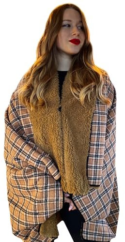Xclusive Line by LIBER Home Kuscheldecke mit Ärmeln 150x120cm, warme Decke zum Anziehen, kuschelige Plüschdecke mit Teddy Fleece, Latte Coffee
