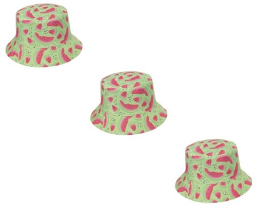 VALICLUD 3stücke Wassermelonen-Print Bucket Hat Für Damen Stylischer Fischerhut Für Strand Camping Und Outdoor-aktivitäten Uv-Schutz Und Atmungsaktivität Für Sommer