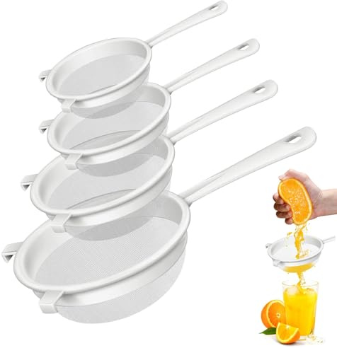 4 Pezzi Colino, Colino Cucina, Setaccio da Cucina, Colino Plastica per Kefir, a Doppia Orecchio, in Rete di Nylon, per Yogurt, Latte, Succhi di Frutta, Specifiche Diverse