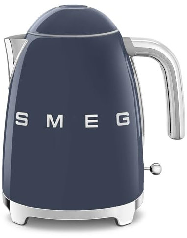 Smeg, Bollitore Elettrico KLF03NBEU 1,7 L, Filtro Anticalcare Lavabile, Autospegnimento di Sicurezza, Indicatore Livello di Acqua, Base Antiscivolo e Avvolgicavo Integrato, Potenza 2400W, Navy Blue