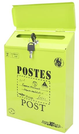 SHINEOFI Wandbriefkasten Aus Eisen Vintage Stil Abschließbar Mit Magnetabdeckung Platzsparend Und Robust Für Außenbereich Briefkastenabdeckungen Magnetisch Wandmontage Briefkasten