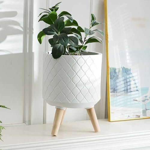 Elegante maceta estampada con patas, maceta de interior de piedra de 25 x 34 cm para flores, hierbas, suculentas y plantas sintéticas, decoración perfecta para el hogar para los amantes de las plantas
