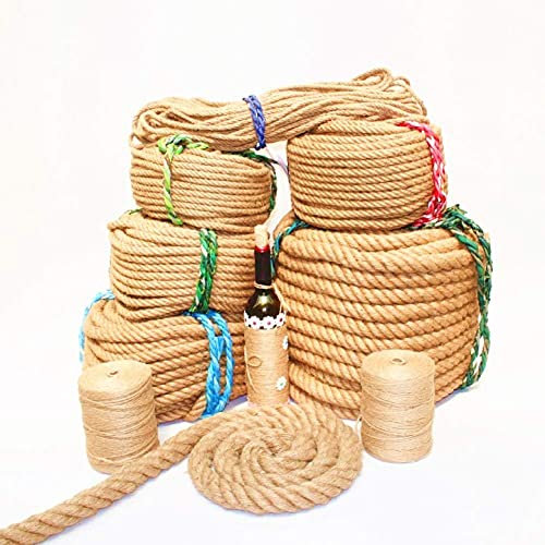 BgnEhRfL Seil, Schnur, Natürliches Juteseil, solides geflochtenes Hanfseil, multifunktionale gedrehte Juteschnur, for Klettern/Landschaftsbau/Dekorationen/Tauziehen(4mm)