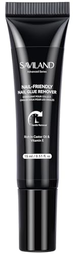 SAVILAND Nail Glue Remover for Press On Nails - Gentle Removal | Infused with Castor oil & Vitamin E, Suitable for False Nails & Press on Nail Remover for Home DIY & Salon Use 15ml