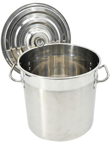 DLAZUM Marmite d'extérieur Robuste en Acier Inoxydable avec Panier-Filtre et Couvercle pour la Cuisson des écrevisses et des Fruits de mer, Compatible avec l'induction,45cm/17.7inch