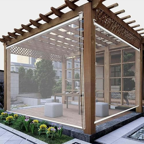 PVC Rollos zum Aufrollen, für den Außenbereich, wasserdicht, transparente Kunststoffplane für Fenster und Türen, Pavillon-Trennwände, Seitenzug-Rollos, regenfest
