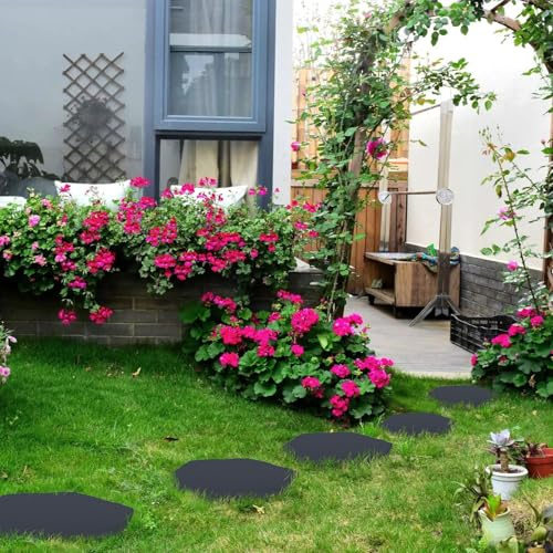 Steinfliesen für den Garten | Bodendeko für Landschaftsbau – Set mit Erdspießen für Wege, Terrasse, Pool, Spielplatz im Freien