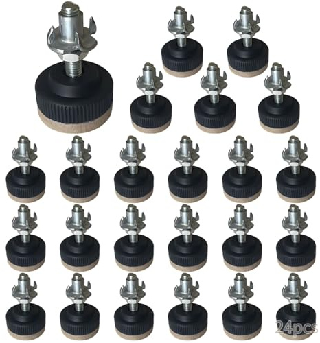 Sedie e tavoli Livellatori per mobili regolabili, 24 pezzi, 30 mm, resistenti, feltrini, base in plastica nera, facile installazione, ideale per più, ufficio, casa
