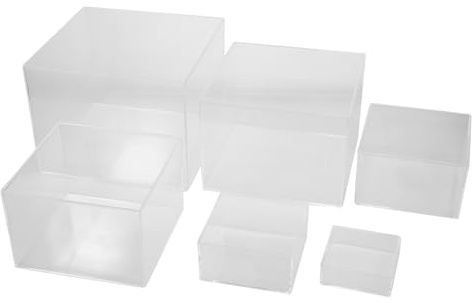 Alipis Vitrina Cúbica Acrílica Transparente 6 Piezas Caja Cuadrada Multiusos para Exhibición de Joyas Objetos Coleccionables y Buffet Soporte Elevador para Decoración del Hogar