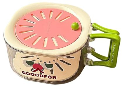 LCSVCCXA Drain Basket Bol avec Passoire pour Fruits Panier Couvercle Amovible Poignée Rabattable pour Égoutter et Convient à la Cuisine Réfrigérateur, Rose