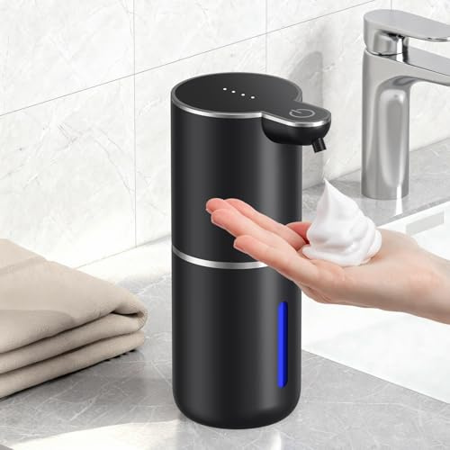 Fachixy Seifenspender Automatisch, 380ml Berührungsloser Elektrischer Seifenspender mit Sensor, USB Wiederaufladbar, IPX5 Wasserdicht für Bad, Küche