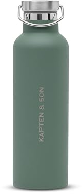 Kapten & Son Gourde en acier inoxydable - 750 ml - Vert - Bouteille isotherme anti-fuite et passe au lave-vaisselle - Bouteille d'eau pour le sport, l'université et la vie quotidienne - Boissons